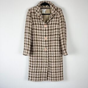 LK Bennett Wool Tweed Pea Coat Womens 6 Light Academia Structured Classic Italy